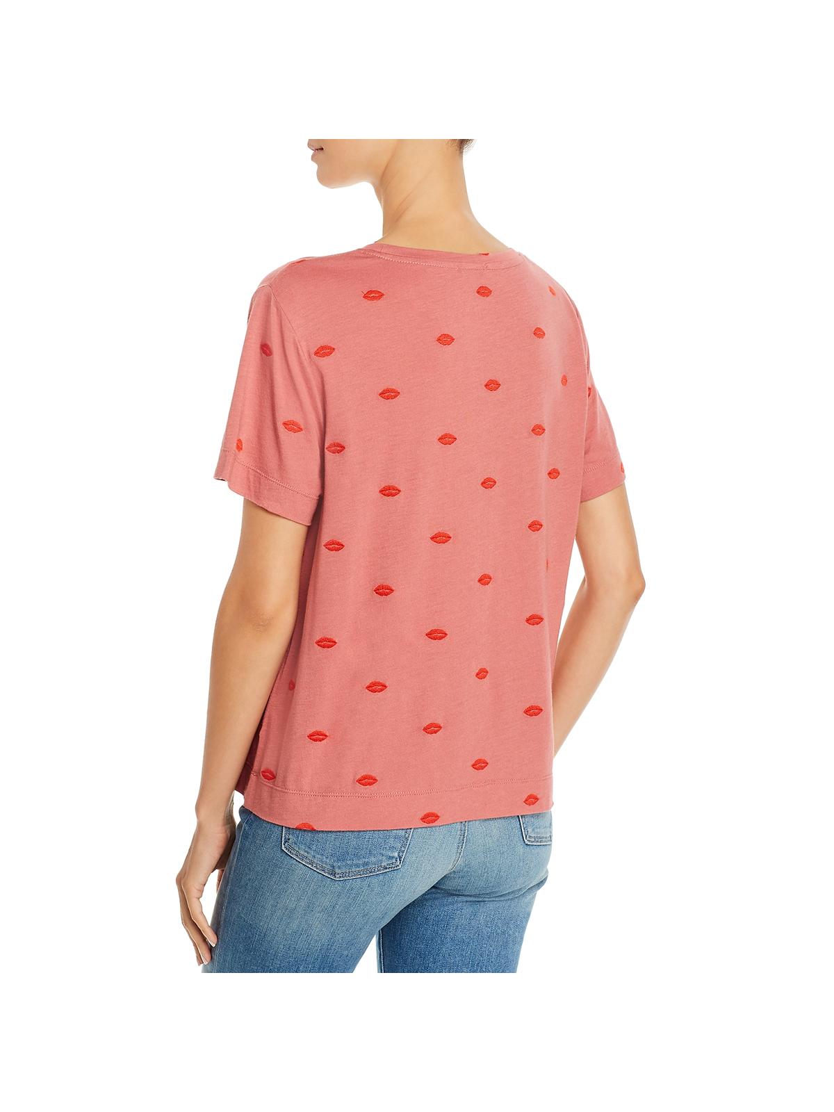 Splendid Women's for the Love of T-Shirt Embroidered Short Sleeves Red Size L