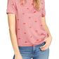 Splendid Women's for the Love of T-Shirt Embroidered Short Sleeves Red Size L