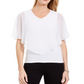 JM Collection Women's  Petite Overlay Top Bright White Size PS
