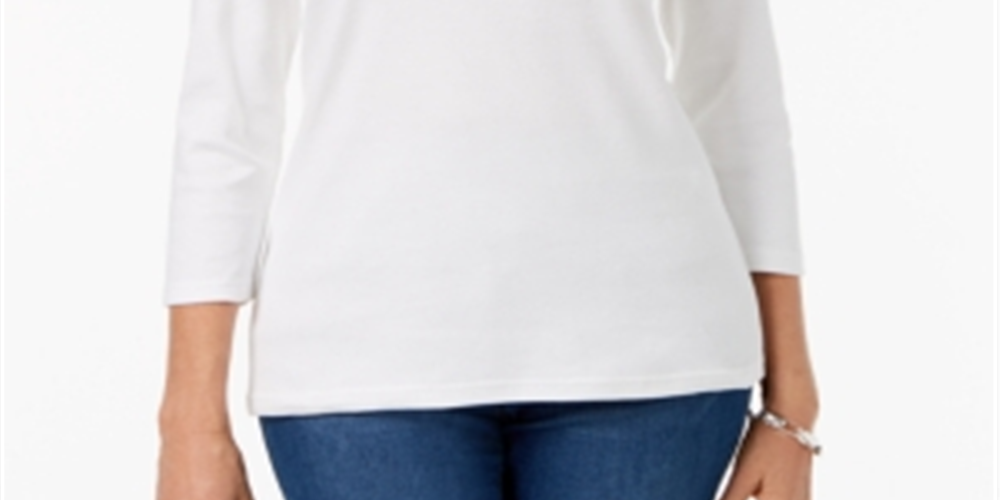 Karen Scott Women's  Scoop-Neck Top  White Size L