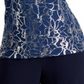 JM Collection Women's Metallic Embroidered Top Intrepid Blue Size XS
