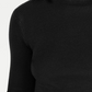 SAY WHAT? Women's  Fitted Rib-knit Tulip-hem Long Sleeve Mock Neck Sweater Black Size Medium