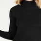 SAY WHAT? Women's  Fitted Rib-knit Tulip-hem Long Sleeve Mock Neck Sweater Black Size Medium