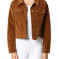Hidden Women's Jeans Cropped Corduroy Trucker Jacke Gold Brown Size  M