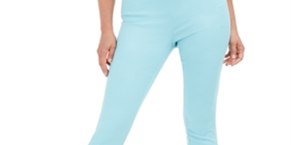 Charter Club Women's Chelsea Twill Tummy-Control Cropped Pants  Blue Size 14