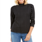 Karen Scott Women's Snowflake Dot Printed Mock-Neck Top  Black Size XL