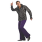Halloween Adult Disco Shirt - Black with Silver Stars Black Size XL