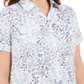 Karen Scott Women's Petite Cotton Printed Clip-Dot Crisp Teal Size PL