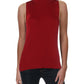Anne Klein Women's Sleeveless Ribbed Turtleneck Sweater Red Size Large