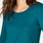 INC International Concepts Women's Ribbed Long Sleeve T-Shirt Top Blue Size S