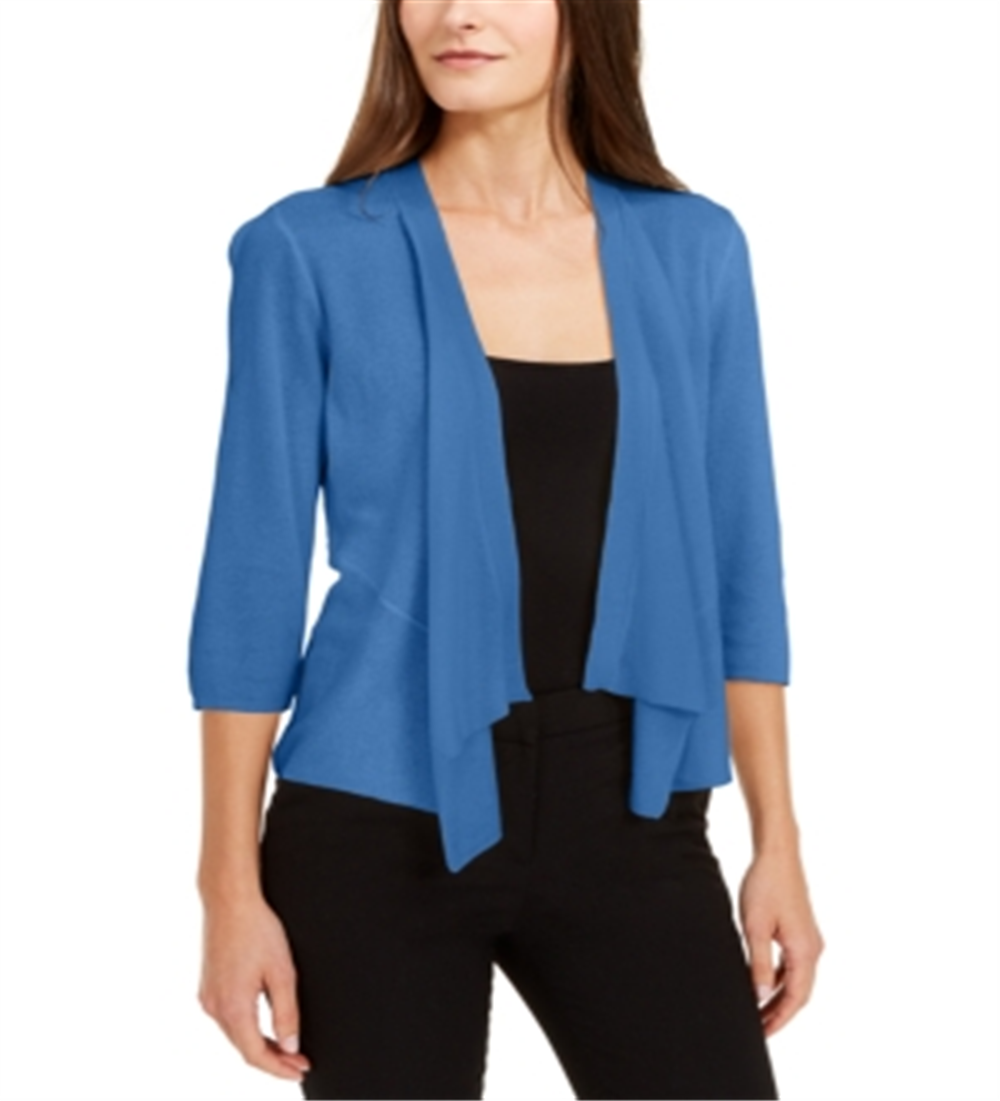 Alfani Women's Handkerchief Open Front Cardigan Top Blue Size Petite Large