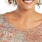 Style & Co Women's Knit Printed Long Sleeve Scoop Neck Top Brown Size Small