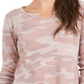 Style & Co Women's Printed Split-Neck Thermal Top  Pink Size Small