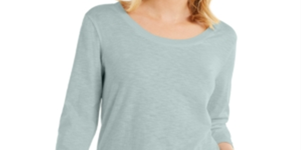 Style & Co Women's  3/4-Sleeve Scoop-Neck Top  Blue Size 2XL