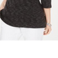 Karen Scott Women's Boat-Neck Space-Dyed Top  - Deep Black Size Medium