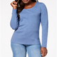Karen Scott Women's Petite  Scoop-Neck Top  Blue Size Petite M