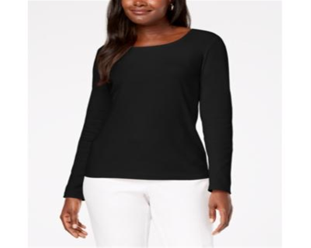 Karen Scott Women's  Scoop-Neck Top  Deep Black Size 2XL