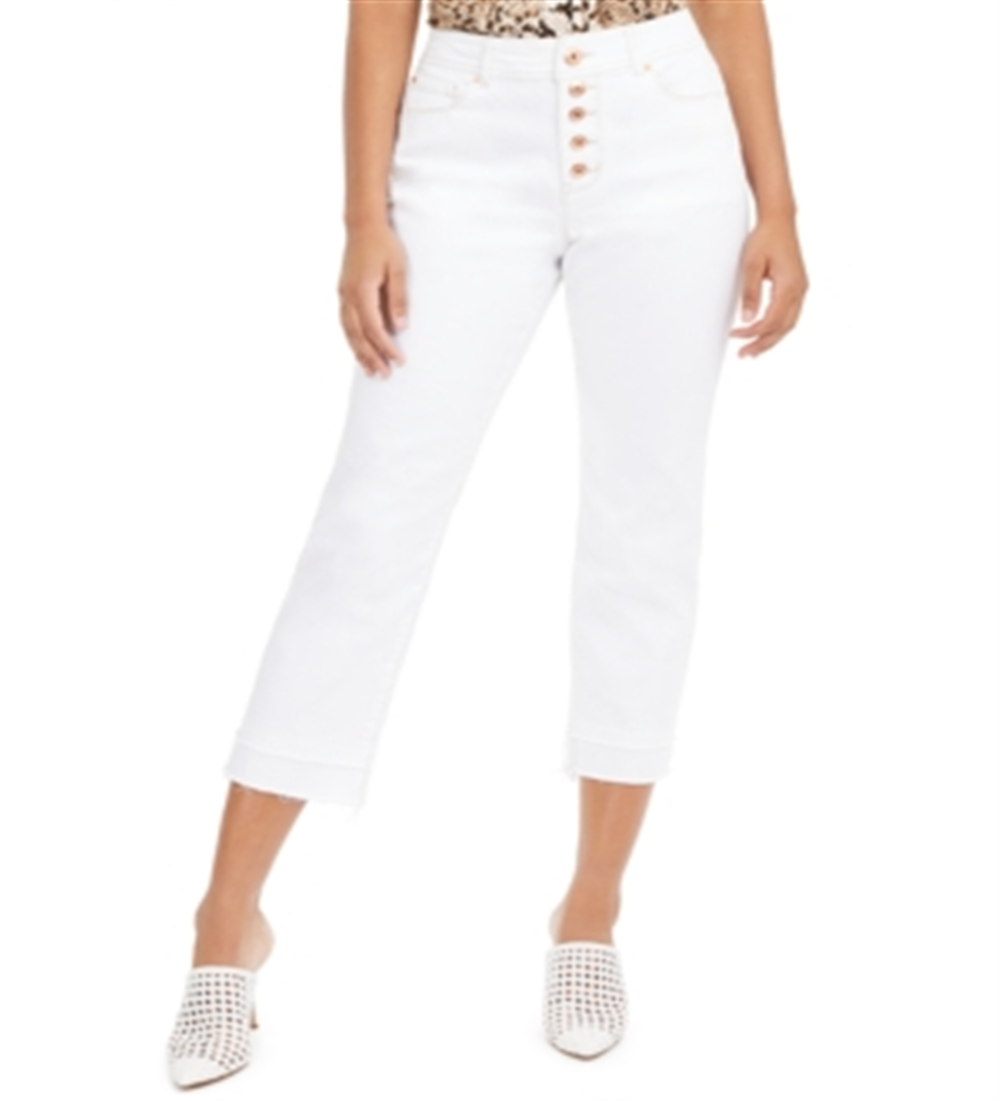 INC Women's Double-Hem Cropped Straight-Leg Jeans  White Size 18