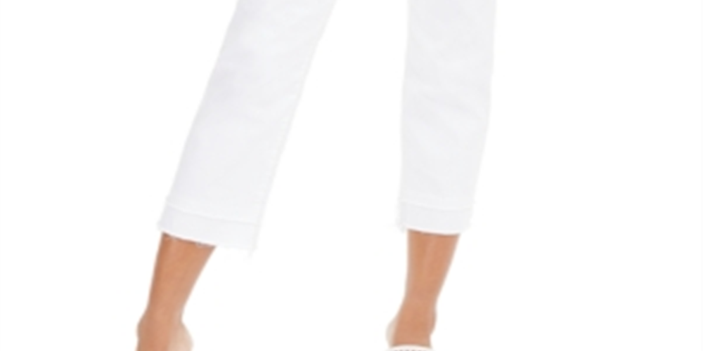 INC Women's Double-Hem Cropped Straight-Leg Jeans  White Size 18