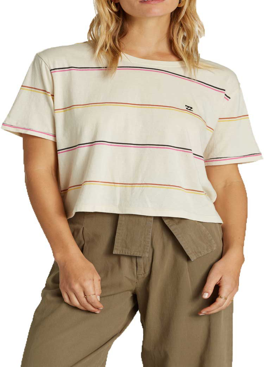 Billabong Women's Soul Babe 2 Short Sleeve T-Shirt White Combo Size Small