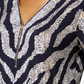 JM Collection Women's Zip Print Top  Blue Size Large