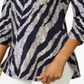 JM Collection Women's Zip Print Top  Blue Size Large