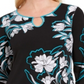 JM Collection Women's Printed Bell-Sleeve Keyhole Top  Blue Size XS