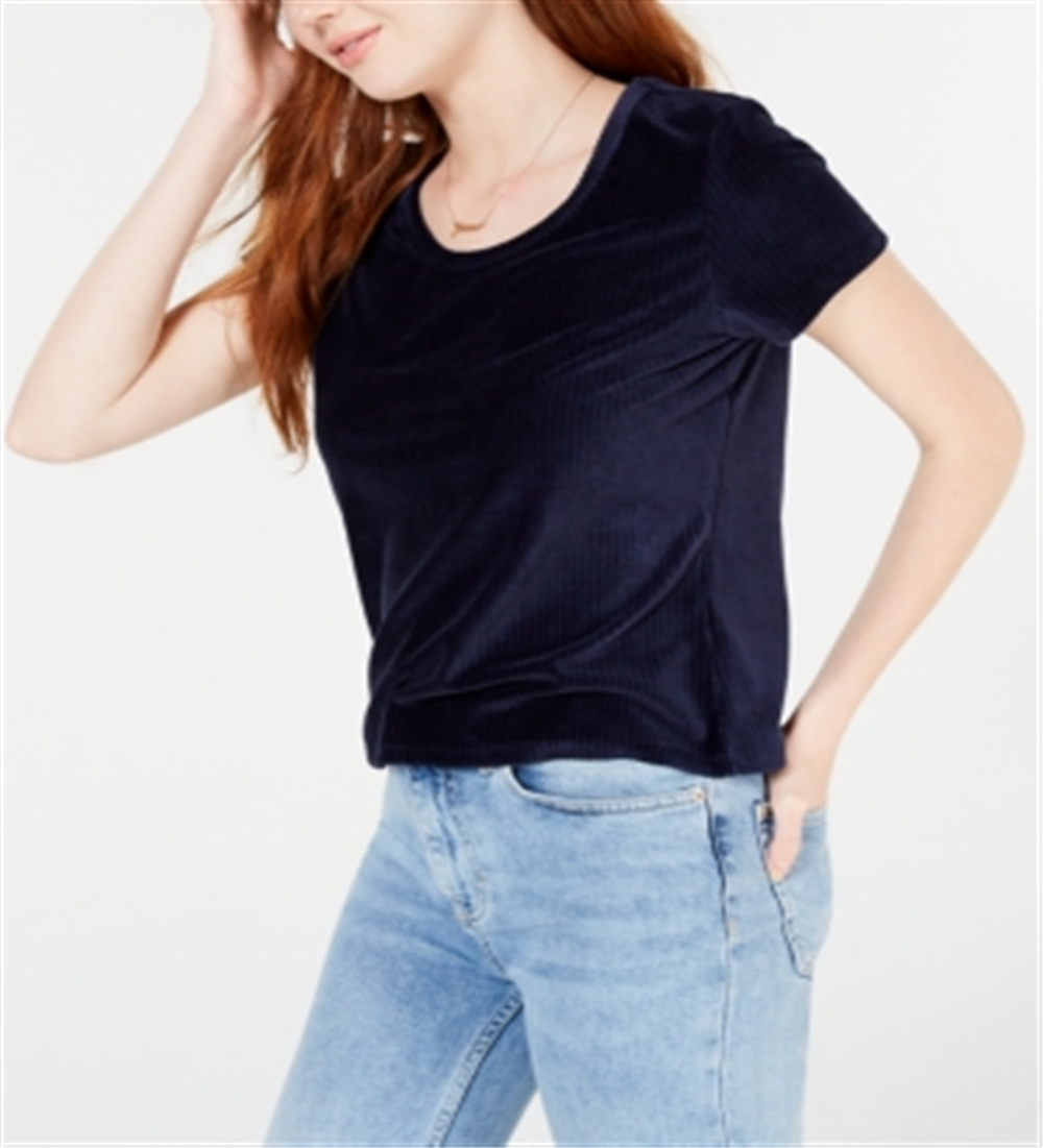 Crave Fame Women's Juniors Corduroy Top Navy Size XL