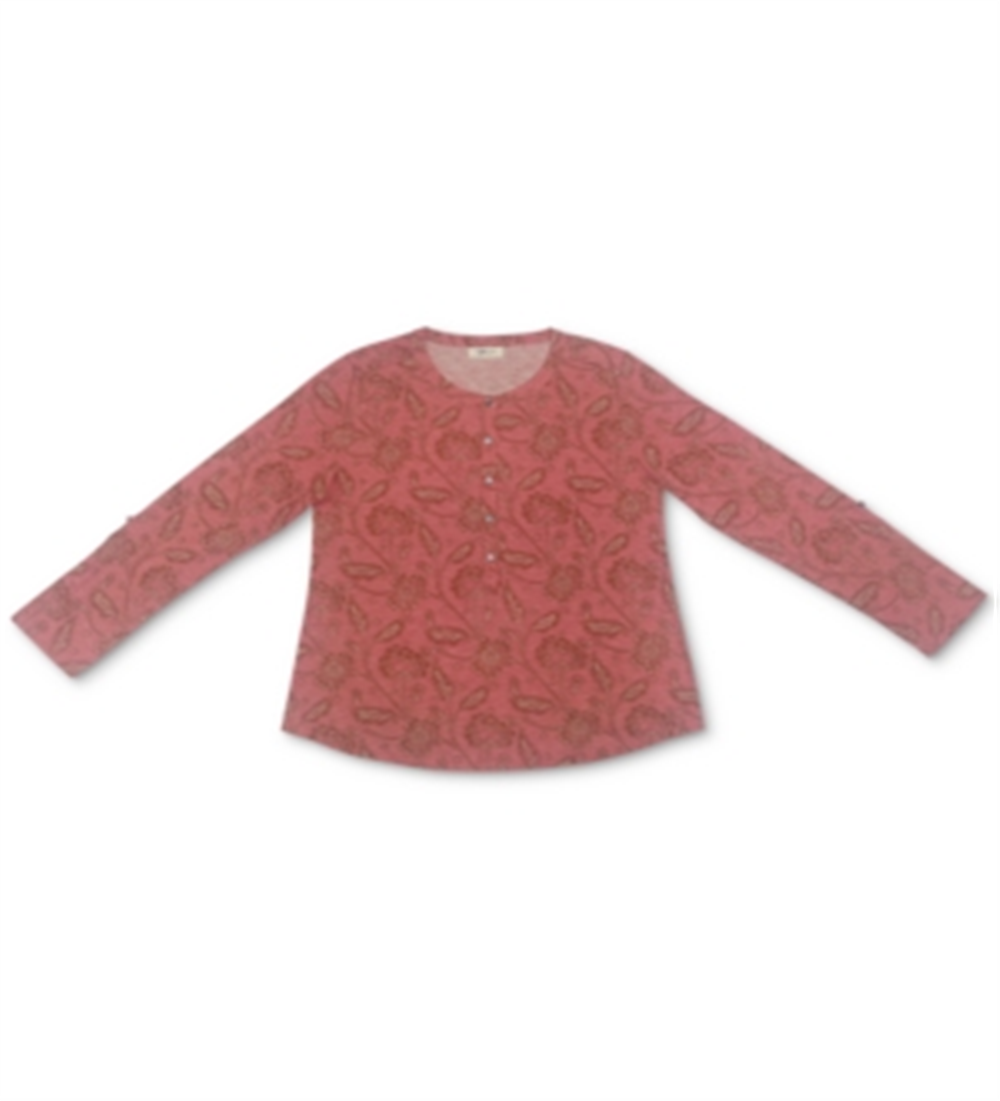 Style & Co Women's Printed Henley Shirt Red Size XX-Large