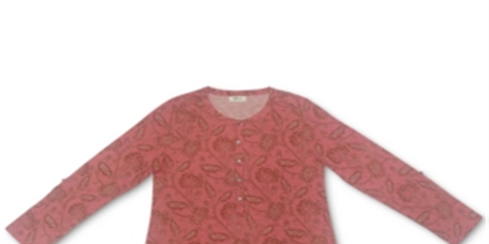 Style & Co Women's Printed Henley Shirt Red Size XX-Large