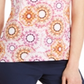 JM Collection Women's  Printed Jacquard T-Shirt Pink Dahlia Combo Size S