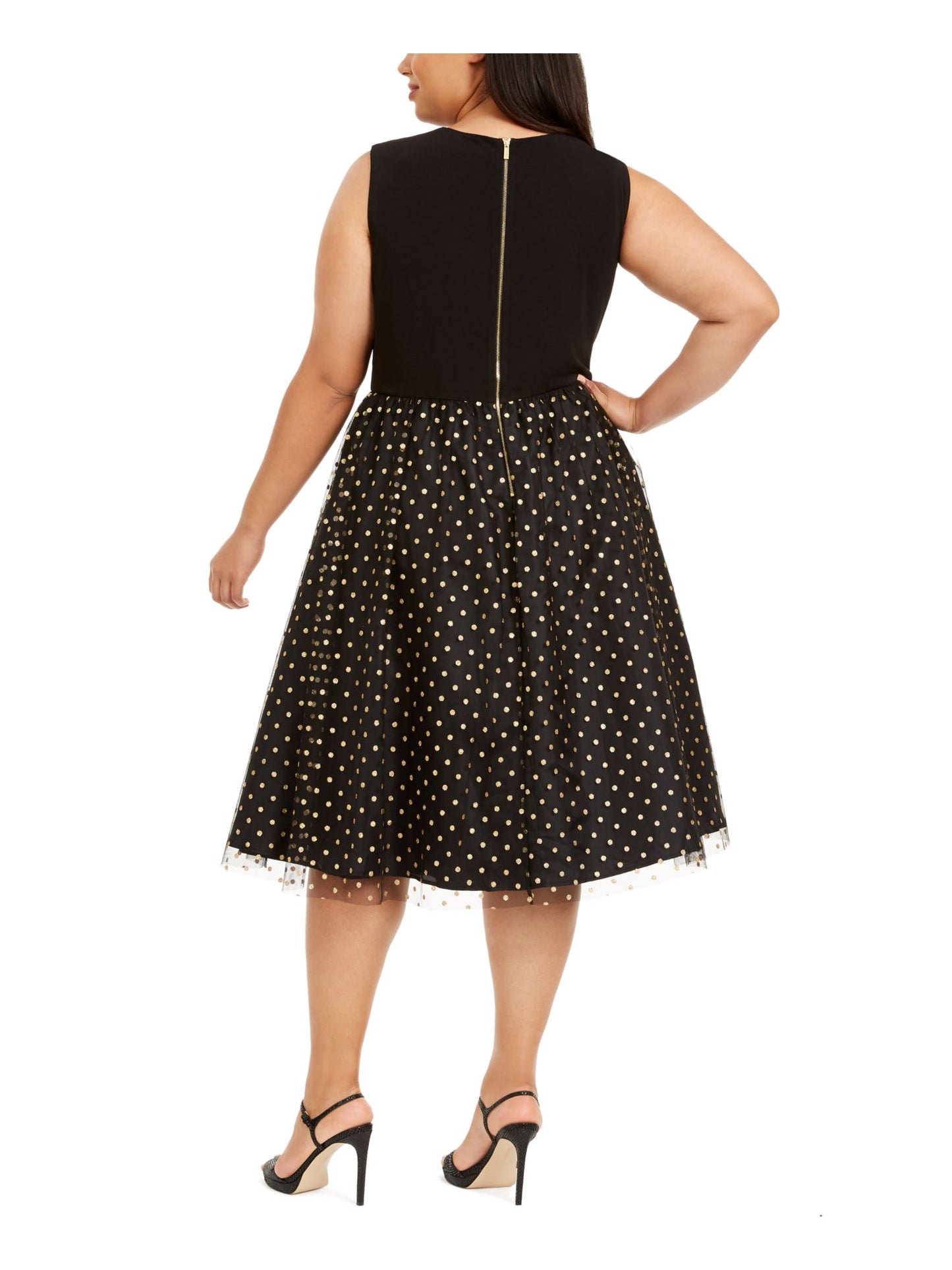 Calvin Klein Women's  Plus Size Clip-Dot Dress Black Size 18W