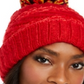 INC International Concepts Women's Chenille Striped Multi Pom Beanie Hat Red Size Regular