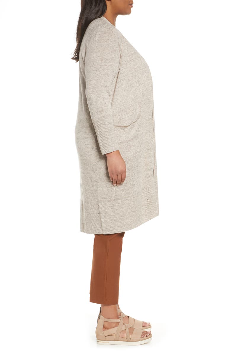 Eileen Fisher Women's Plus Long Linen Cardigan Beige Size 2X