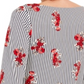 Charter Club Women's Petite Floral-Striped Ruffled-Sleeve Top  White Size Petite XL