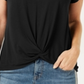 Style & Co Women's Twist-Front Top  - Deep Black Black Size XS
