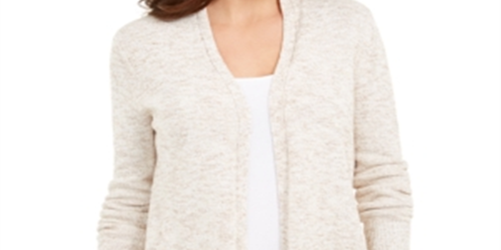 Charter Club Women's Curved-Hem Completer Sweater  Beige Size Large