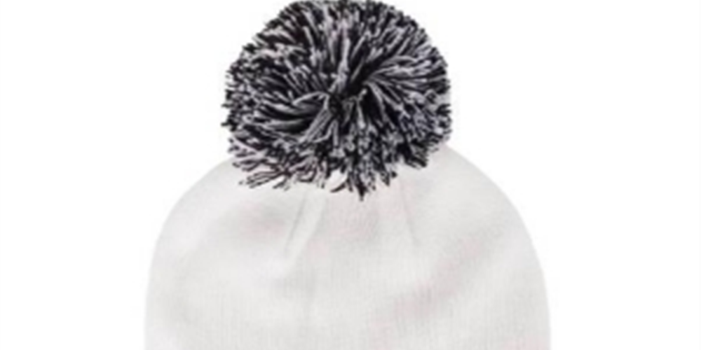 Tommy Hilfige Women's Flag with Two Tone Pom Patch Beanie White One Size