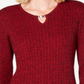 Karen Scott Women's Cable-Knit Keyhole Sweater  New Red Marl Size Medium