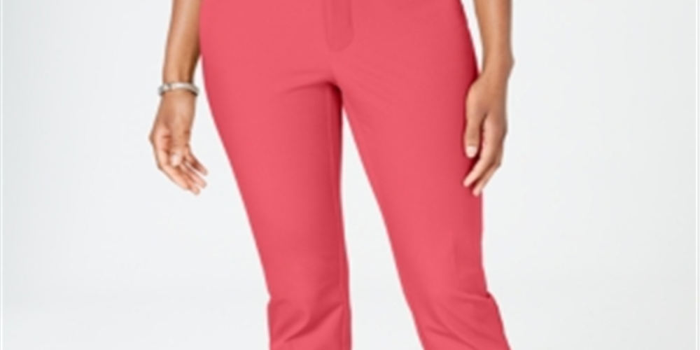 Charter Club Women's Newport Tummy-Control Cropped Pants  Red Size 8