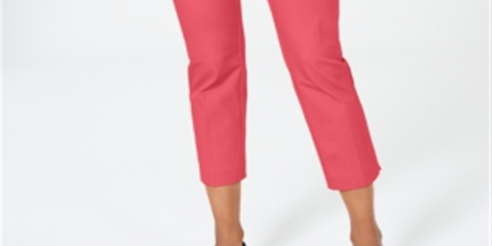 Charter Club Women's Newport Tummy-Control Cropped Pants  Red Size 8
