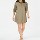 Karen Scott Women's Mini Shirt Dress Green Size X-Small