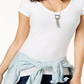 Planet Gold Juniors' V-Neck T-Shirt White Size 2XL