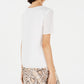 Leyden Women's  Sheer Short Sleeve Scoop Neck Top White Size S