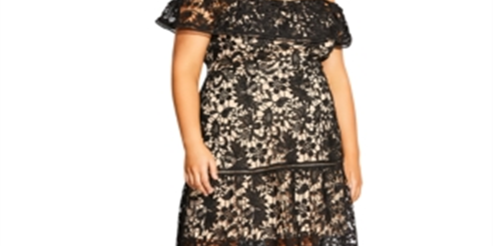 City Chic Women's Dream Of Lace Dress Black Size 20W