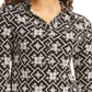Charter Club Women's 3/4 Sleeve Printed Polo Top  Black Size Large