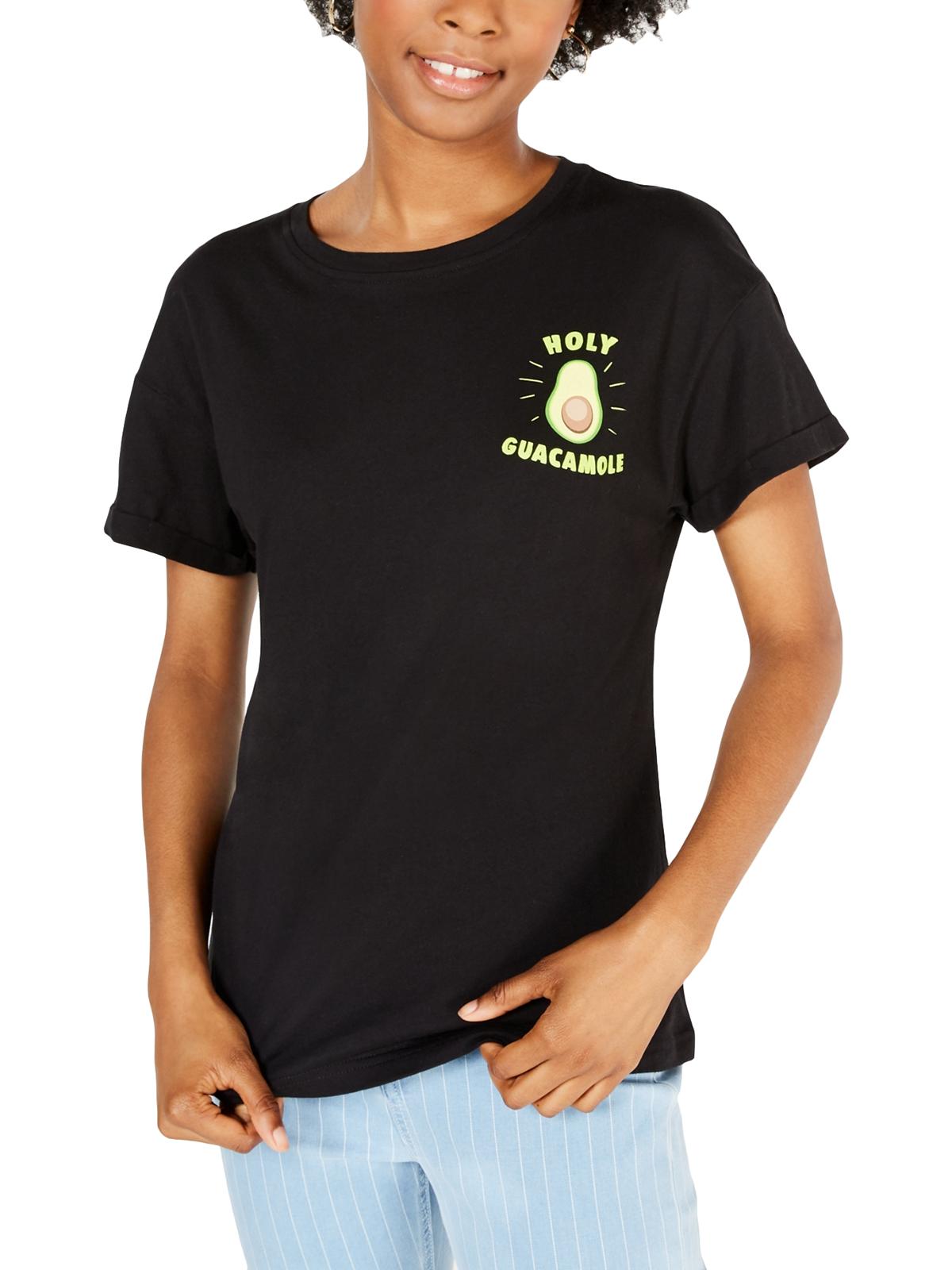 Rebellious One Women's Juniors Holy Guacamole T-Shirt Cotton Graphic Black Size Large