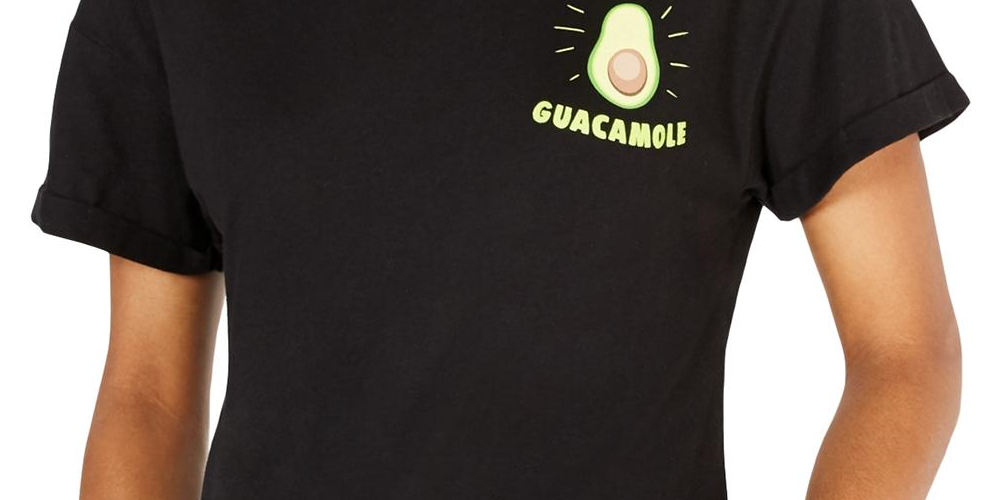 Rebellious One Women's Juniors Holy Guacamole T-Shirt Cotton Graphic Black Size Large