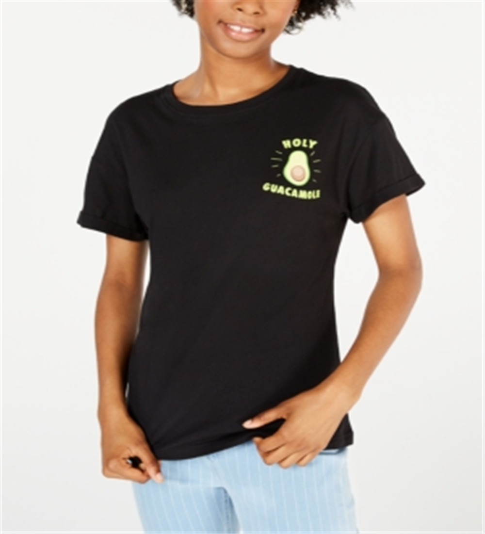Rebellious One Women's Juniors Holy Guacamole T-Shirt Cotton Graphic Black Size Large