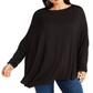 Ny Collection Women's Plus Size Boat-Neck Asymmetrical Top Black Size 2X